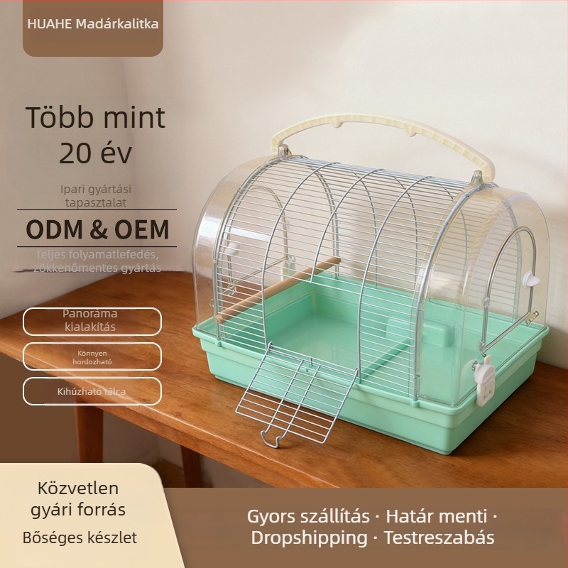 Panorámás akril madárketrec papagájok számára, kültéri használatra, kézben tartható