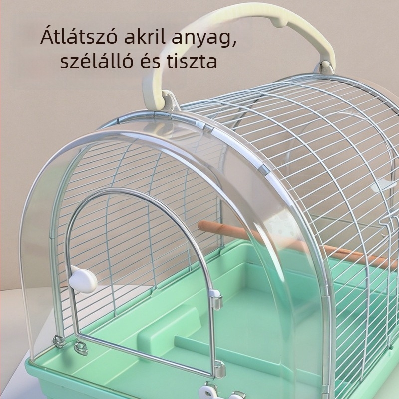 Panorámás akril madárketrec papagájok számára, kültéri használatra, kézben tartható