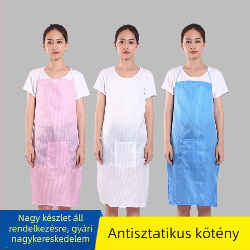 Kék antistatikus porvédő kötény műhelyhez