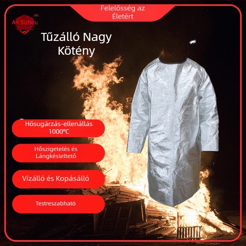 Tűzálló, oversize kabát alumínium-fólia szigeteléssel, reverzibilis, radiációs hő elleni védelem 1000°C-ig