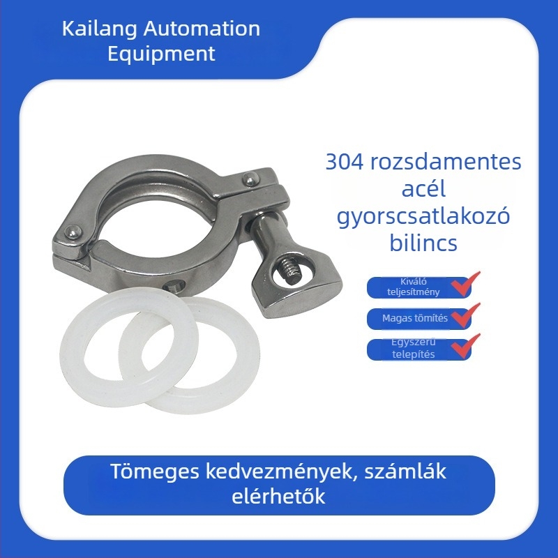 Higiénikus gyorscsatlakozós bilincs 304 rozsdamentes acélból, csőbilincs, precíziós öntvény, teherbíró
