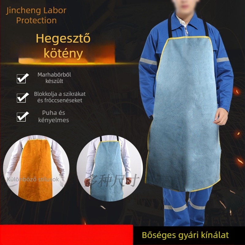 Marhabőr védő kötény, hőálló és szikravédelmi tulajdonságokkal