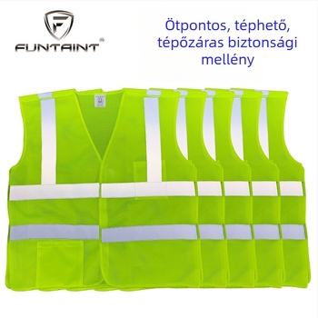 Velcro-záras, szétválasztható biztonsági mellény, fényvisszaverő csíkokkal, hálós anyagból