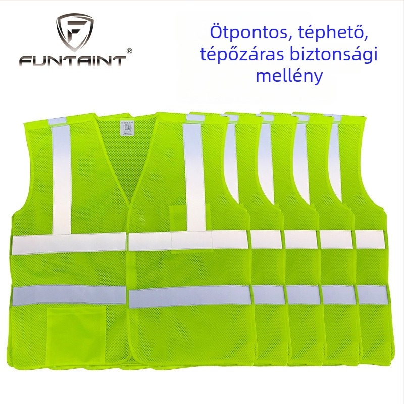Velcro-záras, szétválasztható biztonsági mellény, fényvisszaverő csíkokkal, hálós anyagból