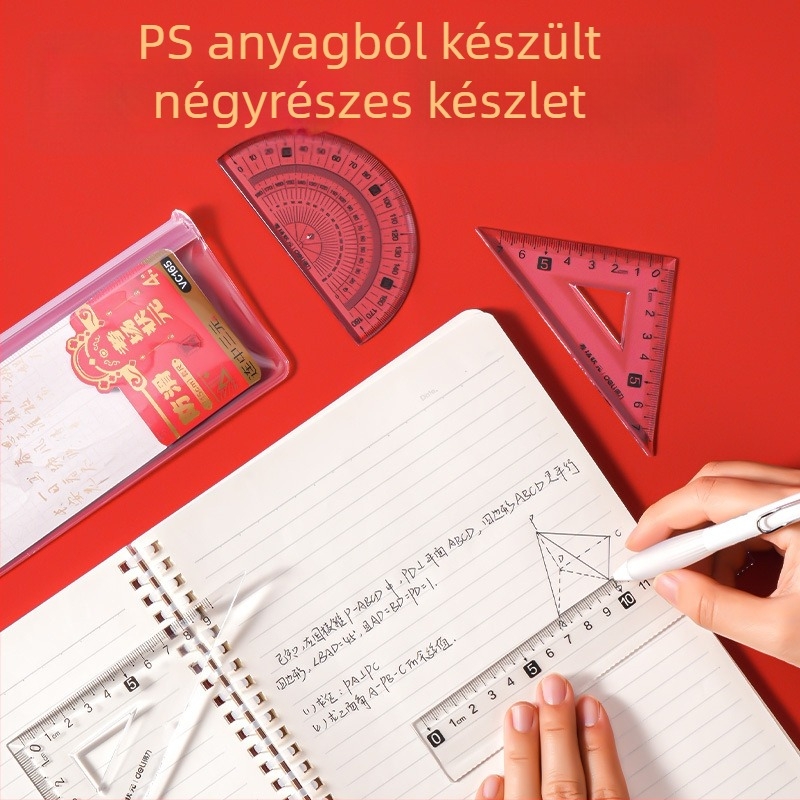 Deli VC166 Átlátszó vonalzó készlet vizsgákhoz, négy darab, 15 cm