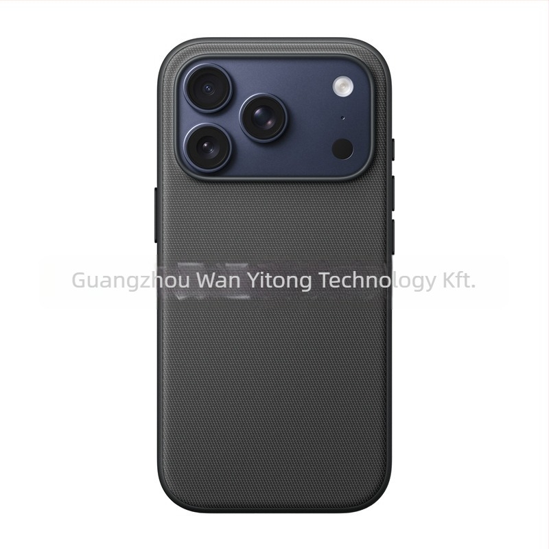iPhone 17 Pro Max texturált két-az-egyben tok, AI kameragombbal és erős mágneses vonzással, PU bőr, kézzel kötött részlettel