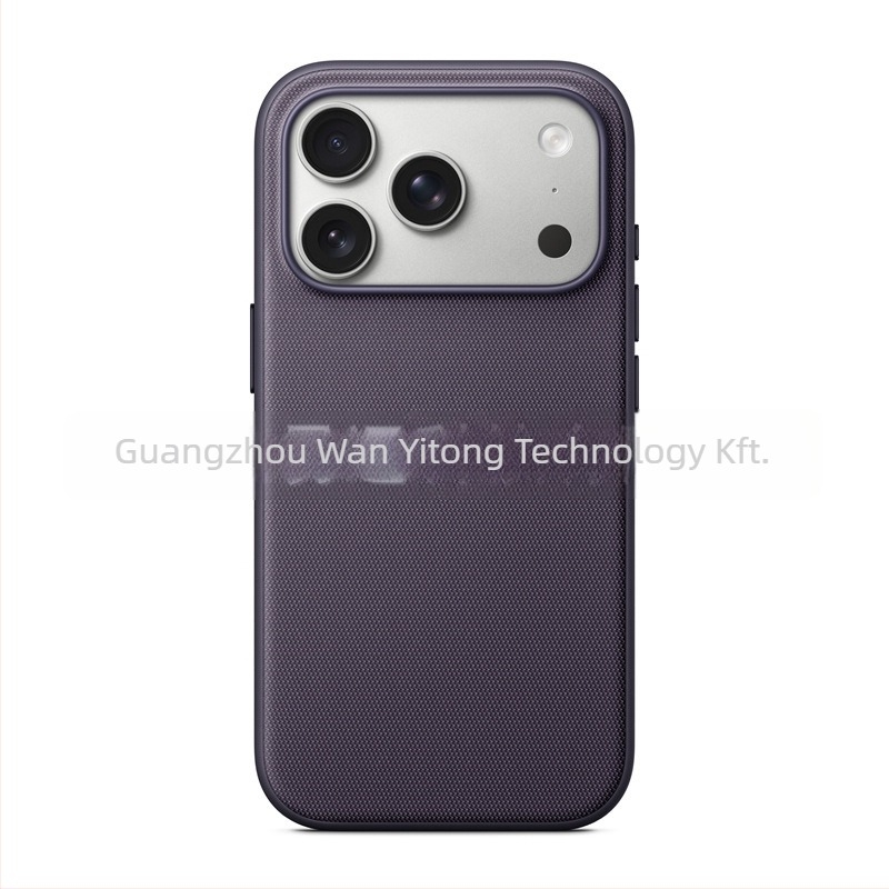 iPhone 17 Pro Max texturált két-az-egyben tok, AI kameragombbal és erős mágneses vonzással, PU bőr, kézzel kötött részlettel