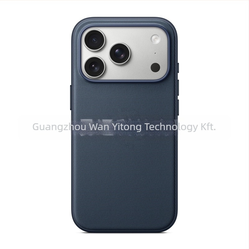 iPhone 17 Pro Max texturált két-az-egyben tok, AI kameragombbal és erős mágneses vonzással, PU bőr, kézzel kötött részlettel