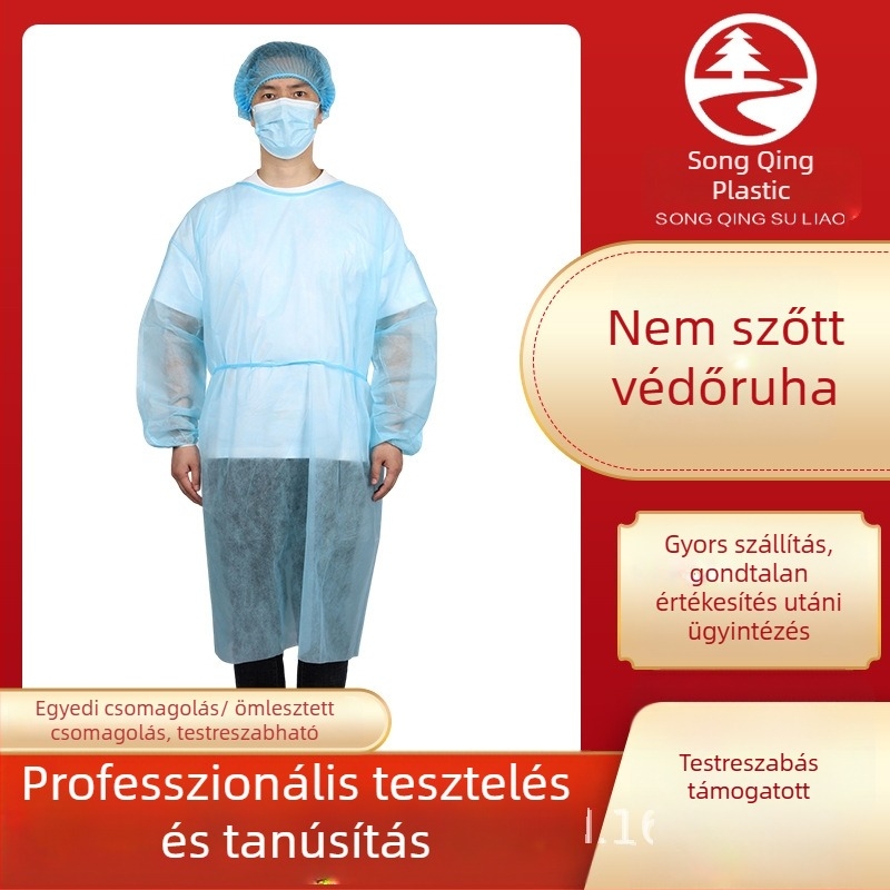 Egyszer használatos védőruha nemszövött anyagból – porvédelmi, teljes test izoláció, légáteresztő