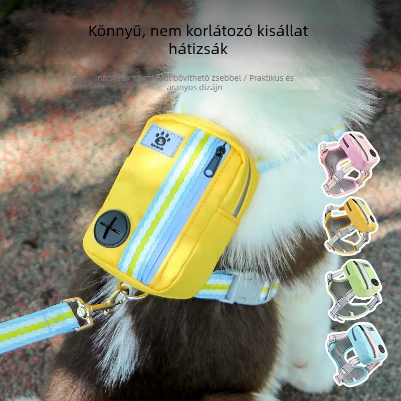Légáteresztő nylon kutyahám hátizsák-stílusú, kis testű kutyáknak pórázzal