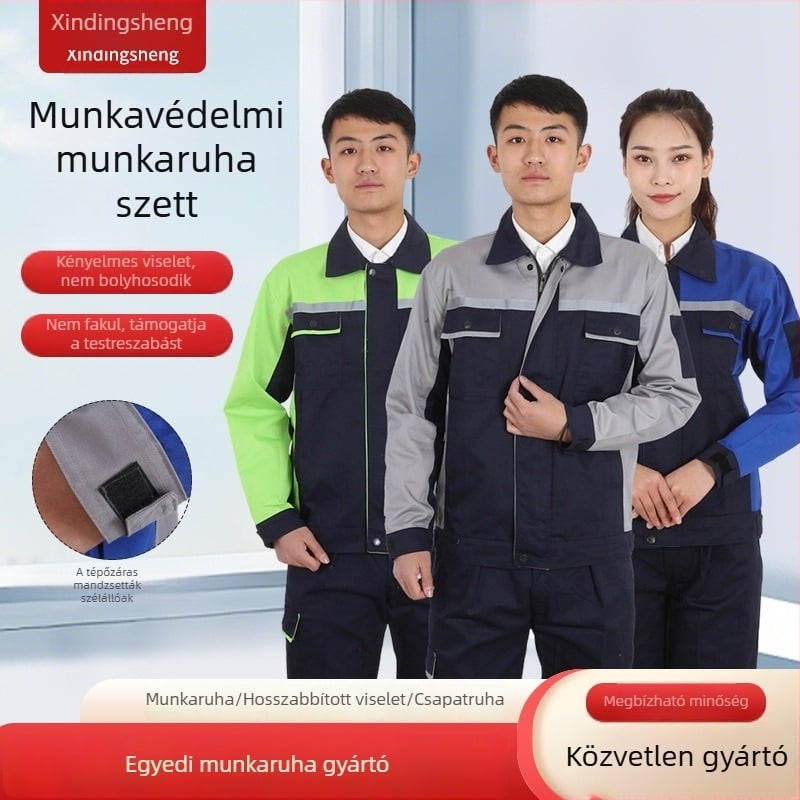 Antisztatikus munkaruha hosszú ujjas, uniszex készlet gyárhoz, tartós védőruha tavasszal és ősszel