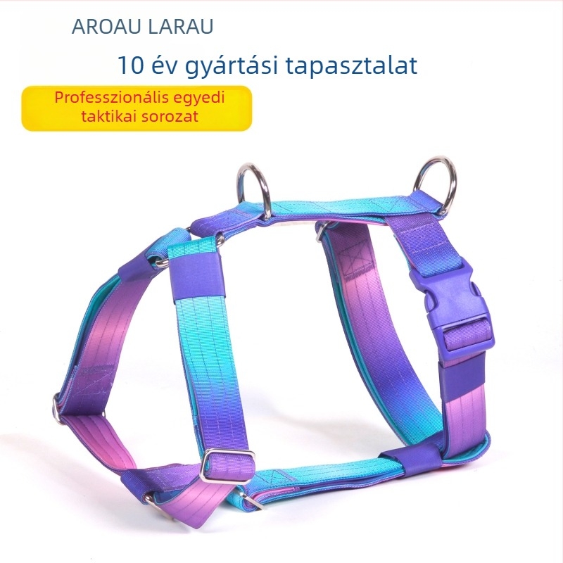 Nylon gradient színű állítható kutyahám közepes és nagy testű kutyáknak, biztonsági mellény