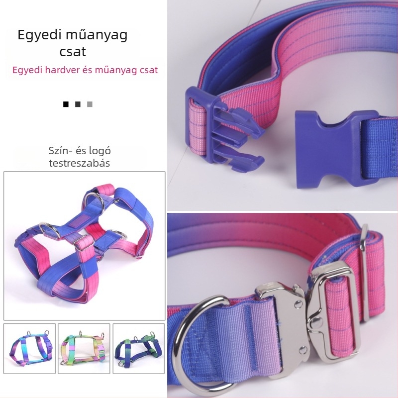 Nylon gradient színű állítható kutyahám közepes és nagy testű kutyáknak, biztonsági mellény