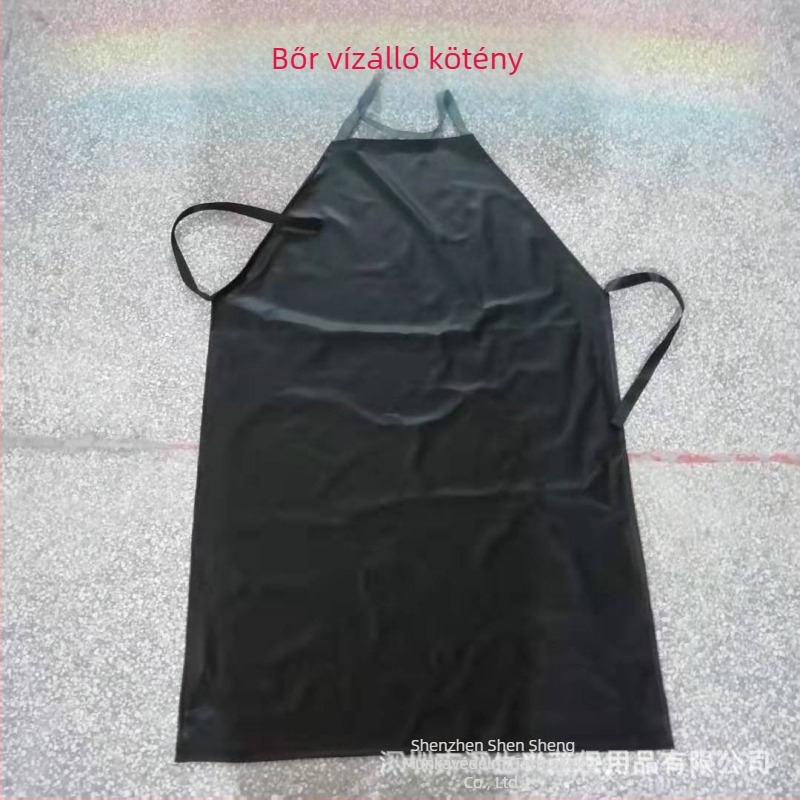 Ujjatlan kötény PU bőr/farmer/PVC anyagból, víz- és olajálló, uniszex, konyhához, otthonhoz, gyárhoz és műhelyhez.
