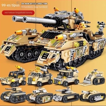 Lego-kompatibil katonai tank építőjáték – oktató összeállító játék fiúk számára, gyerekeknek szánt páncélozott jármű ajándék.