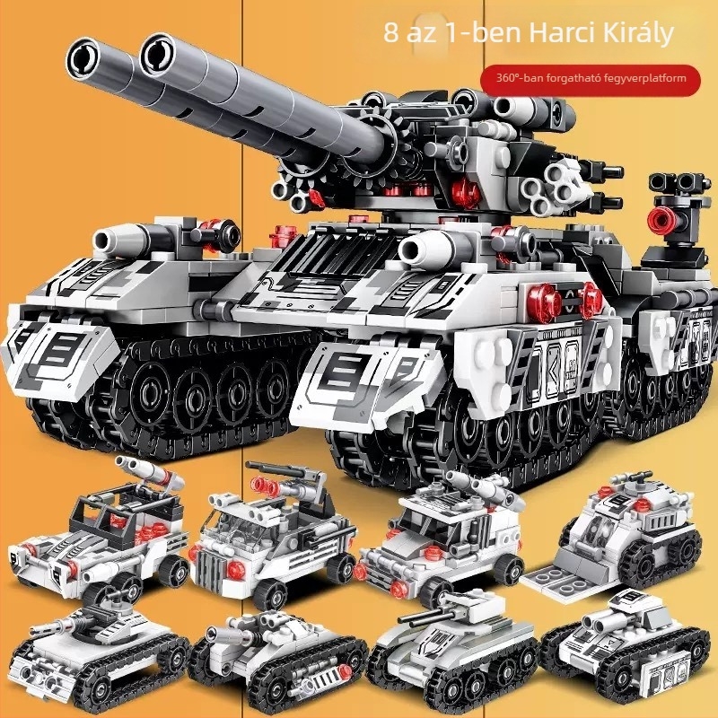 Lego-kompatibil katonai tank építőjáték – oktató összeállító játék fiúk számára, gyerekeknek szánt páncélozott jármű ajándék.