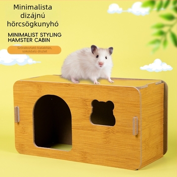 Fából készült hörcsög búvóhely nyári hűtési dizájnnal, alkalmas hörcsögre, törpehörcsögre és nyulak számára