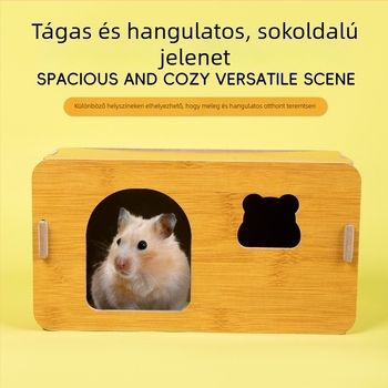 Fából készült hörcsög búvóhely nyári hűtési dizájnnal, alkalmas hörcsögre, törpehörcsögre és nyulak számára