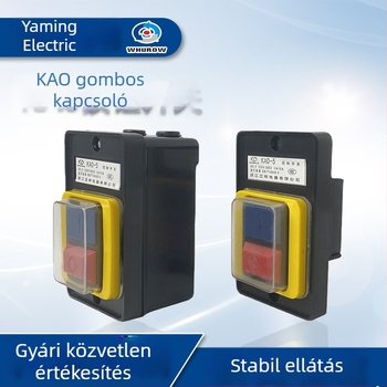 KAO-5 asztali fúrógép kapcsoló, műanyag ház, gombos kapcsoló gépvezérléshez, 10A önzáró