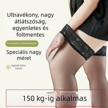 Plusz méretű combfix harisnya szilikon csipkés, csúszásmentes, ultra vékony, hosszú.