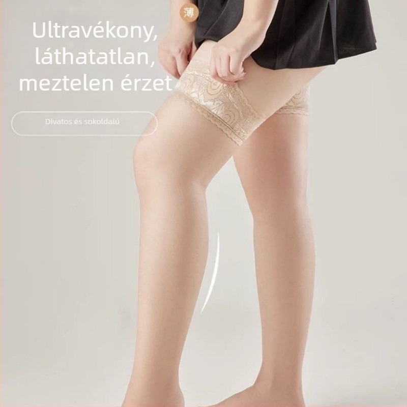 Plusz méretű combfix harisnya szilikon csipkés, csúszásmentes, ultra vékony, hosszú.