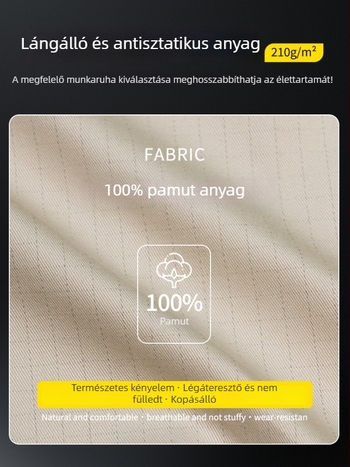 Testreszabható fényvisszaverő és antistatikus munkaruha szett, nyári könnyű pamutból, kopásálló védőruha hegesztőknek, tűzálló.