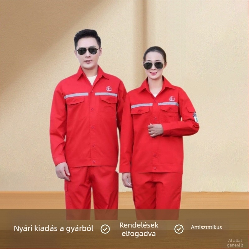 Testreszabott Sinopec vékony nyári hálós antistatikus munkaruha készlet fényvisszaverő csíkokkal, légáteresztő olajipari célokra