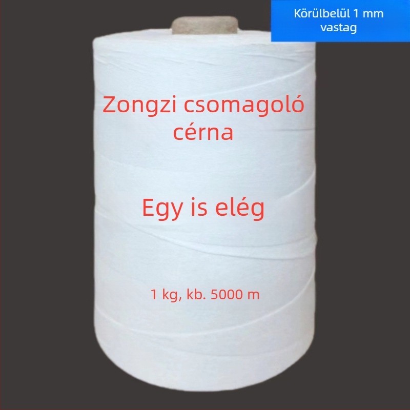 Hat szálas poliészter kötöző zsinór, vastag, élelmiszerek kötözésére és táskák címkézésére.