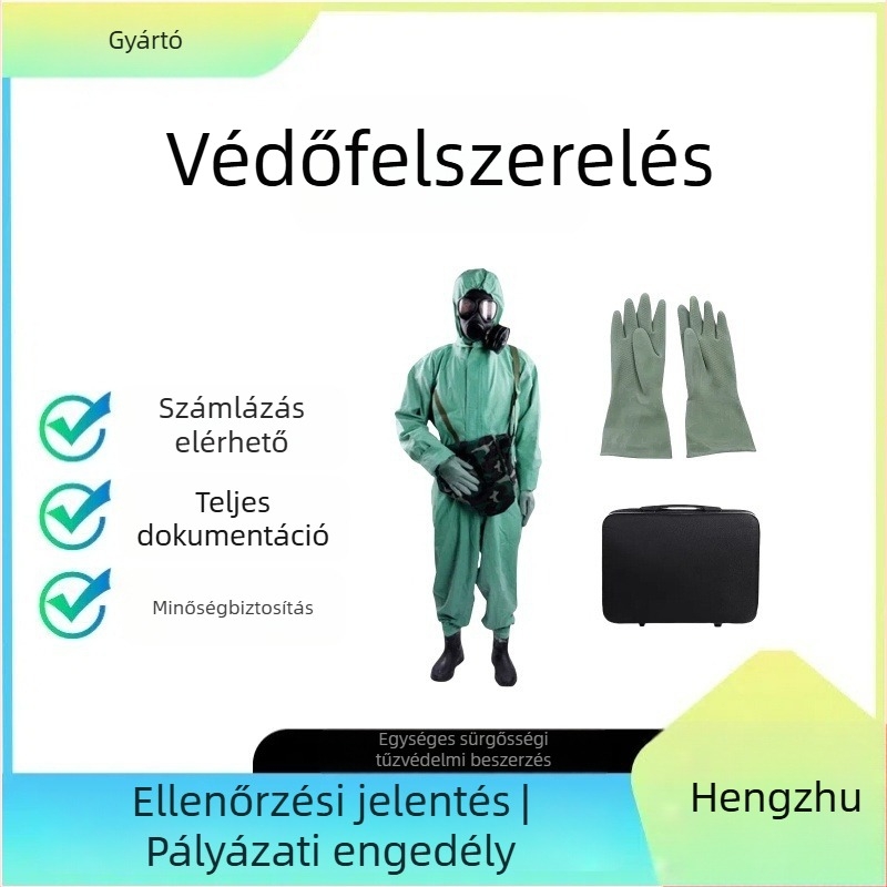 Megosztott típusú gázvédelmi overall biokémiai tréningekhez, félzárt, sav- és lúgálló