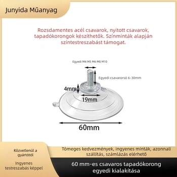 60 mm-es szívókorong csavarokkal fürdőszobai polchoz, PVC, átlátszó