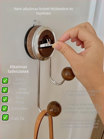Kettős fejű vákuumos akasztó, fúrás nélkül, nyom nélkül, előszoba, konyha és fürdőszoba, ajtó mögötti törölközőtartó