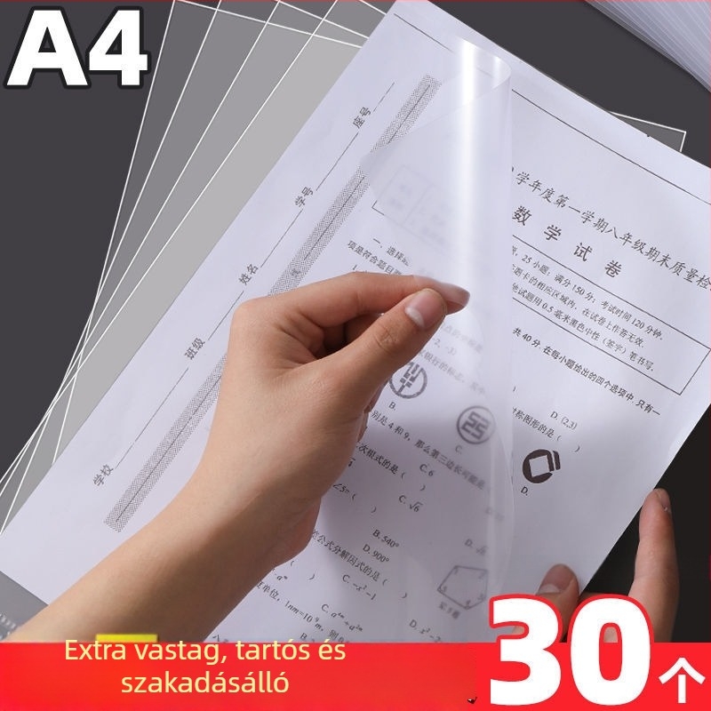 L alakú A4-es irattartó kétoldalas klippel, egy darabból készült extrán vastag klip, E310 átlátszó beillesztés egy oldalhoz védőfóliával és nyomtatott logóval