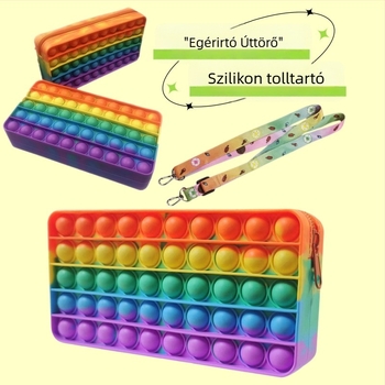 Gyerekeknek szóló szilikon tolltartó gradient színnel, nagy kapacitású irodai kellékek tárolója