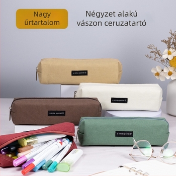 Vászon ceruzatartó nagy kapacitással középiskolások számára, letisztult minimalist stílus, retro kreatív személyre szabott.