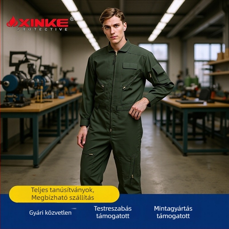 Aramid anyagú repülő overall ívvédelmi funkcióval, lángálló és tűzálló, testre szabható