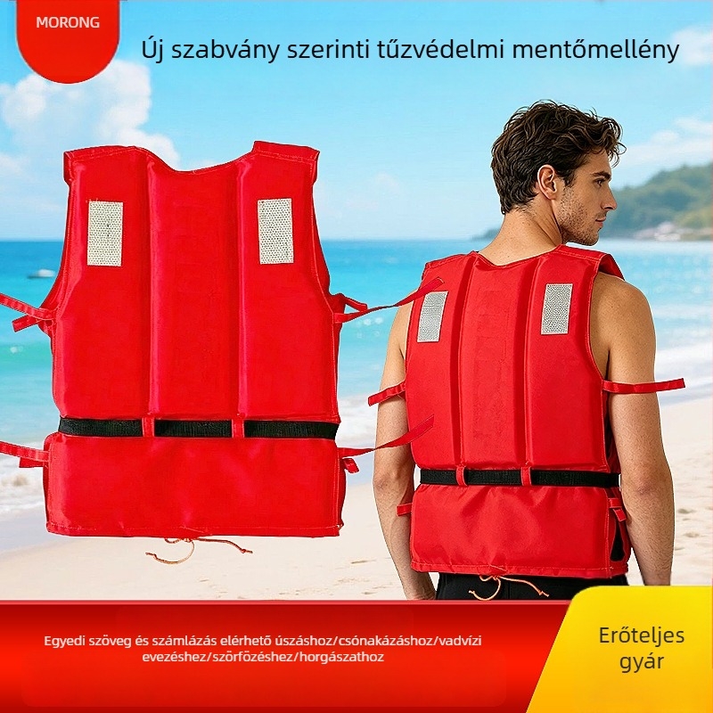 Új szabványú tűzvédelmi mentőmellény nagy úszóerővel, felnőtteknek, tengeri használatra