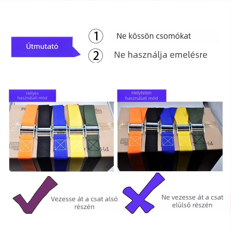 Cinkötvözetű csattal ellátott heveder, sokoldalú rögzítő pánt, Velcro szalag logisztikához palettákkal