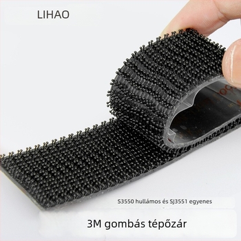 Gombfejű tépőzár, SJ3551 egyenes, SJ3550 hullámos, poliészter/nylon keverék, Liyao