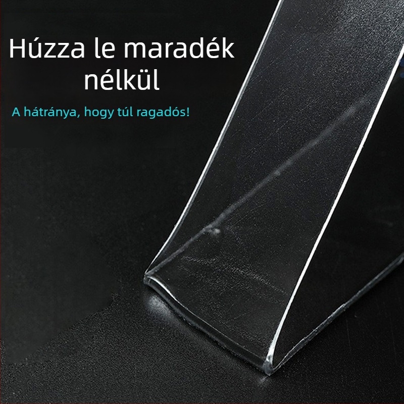 Átlátszó nano-kétoldalas ragasztószalag, nagy viszkozitású, nyom nélkül, nano akril ragasztó, szélesség 2 cm vagy 3 cm, hossz 1–5 m