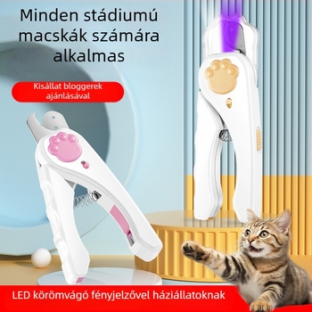 Univerzális körömvágó olló macskáknak és kutyáknak lilás LED-fénnyel a gombásodás vizsgálatához