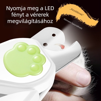 Univerzális körömvágó olló macskáknak és kutyáknak lilás LED-fénnyel a gombásodás vizsgálatához