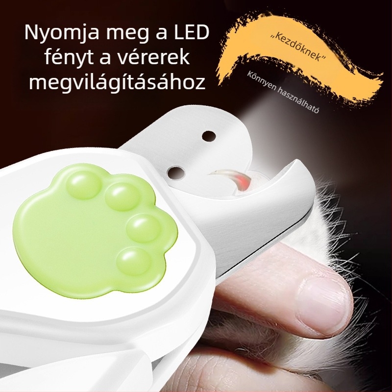 Univerzális körömvágó olló macskáknak és kutyáknak lilás LED-fénnyel a gombásodás vizsgálatához
