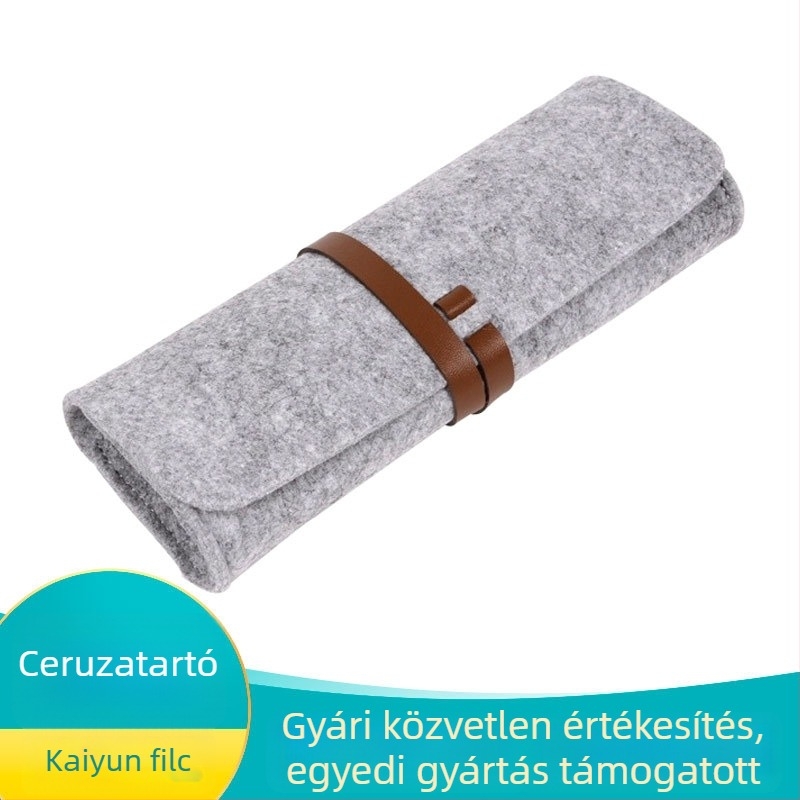 Minimalista filc tolltartó, egyszínű, kreatív pánttal, logóval ellátott