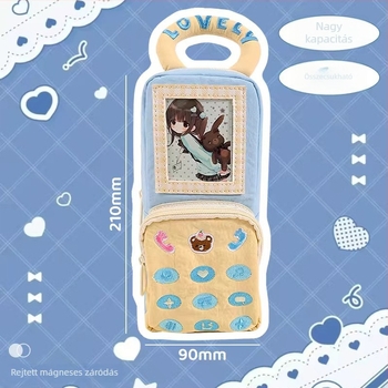 Anime témájú telefonpenál, nagy kapacitású, függőleges vászon hímzéssel, aranyos diákoknak szánt írószerek tárolója