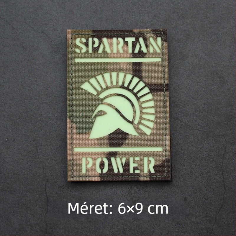 Spartan Power lézerrel vágott, fényvisszaverő Velcro jelvény, sötétben világító