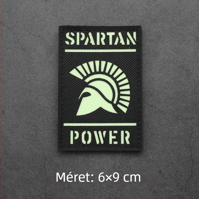 Spartan Power lézerrel vágott, fényvisszaverő Velcro jelvény, sötétben világító