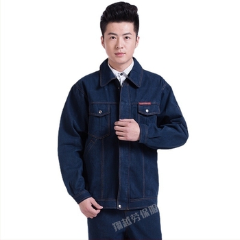 Denim hegesztő overál szett égés elleni védelemmel, őszi-téli munkaruha