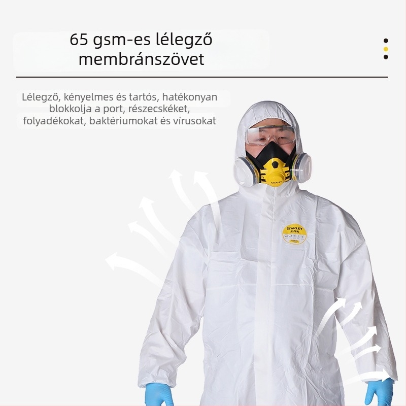 Stanley védőruha, lélegző, antistatikus, élelmiszer-feldolgozáshoz és permetezéses festéshez gyárban