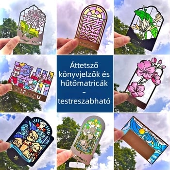 Átlátszó fém kivágott könyvjelző üveg zománccal, fény-árnyék hatású hűtőmágnes — személyre szabott szuvenír turisztikai helyszínhez