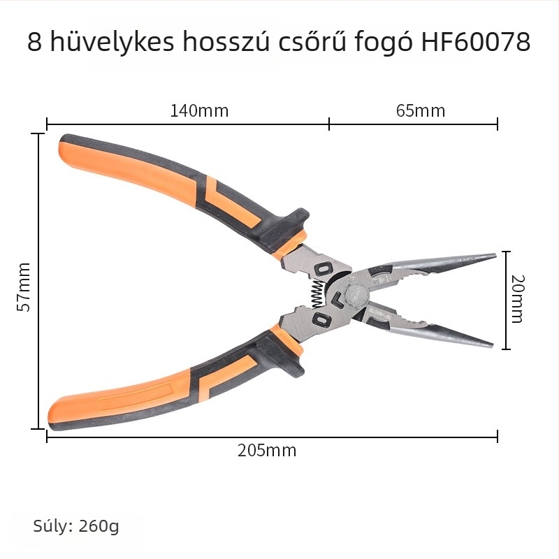 Hanax Többcélú diagonális fogók, drótvágó, hegyes végű fogó és vezetékek hámozója
